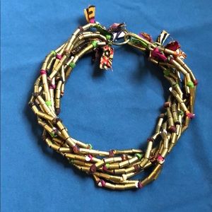 Brass and fabric necklace
